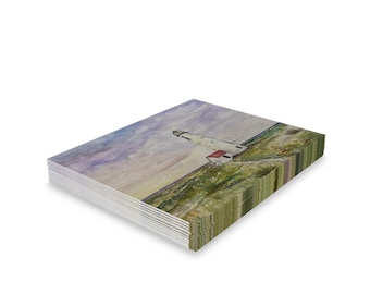 Aquarelles cartes de voeux phare, cartes peintes à la main avec enveloppes, vierges à l'intérieur, personnalisables