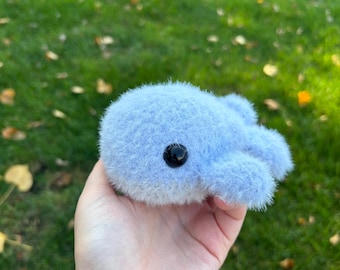Crochet Fuzzy Weighted Whale Plushie Amigurumi Handmade Stuffed Animal