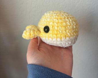 Crochet Velvet Whale Plushie Amigurumi Handmade Stuffed Animal