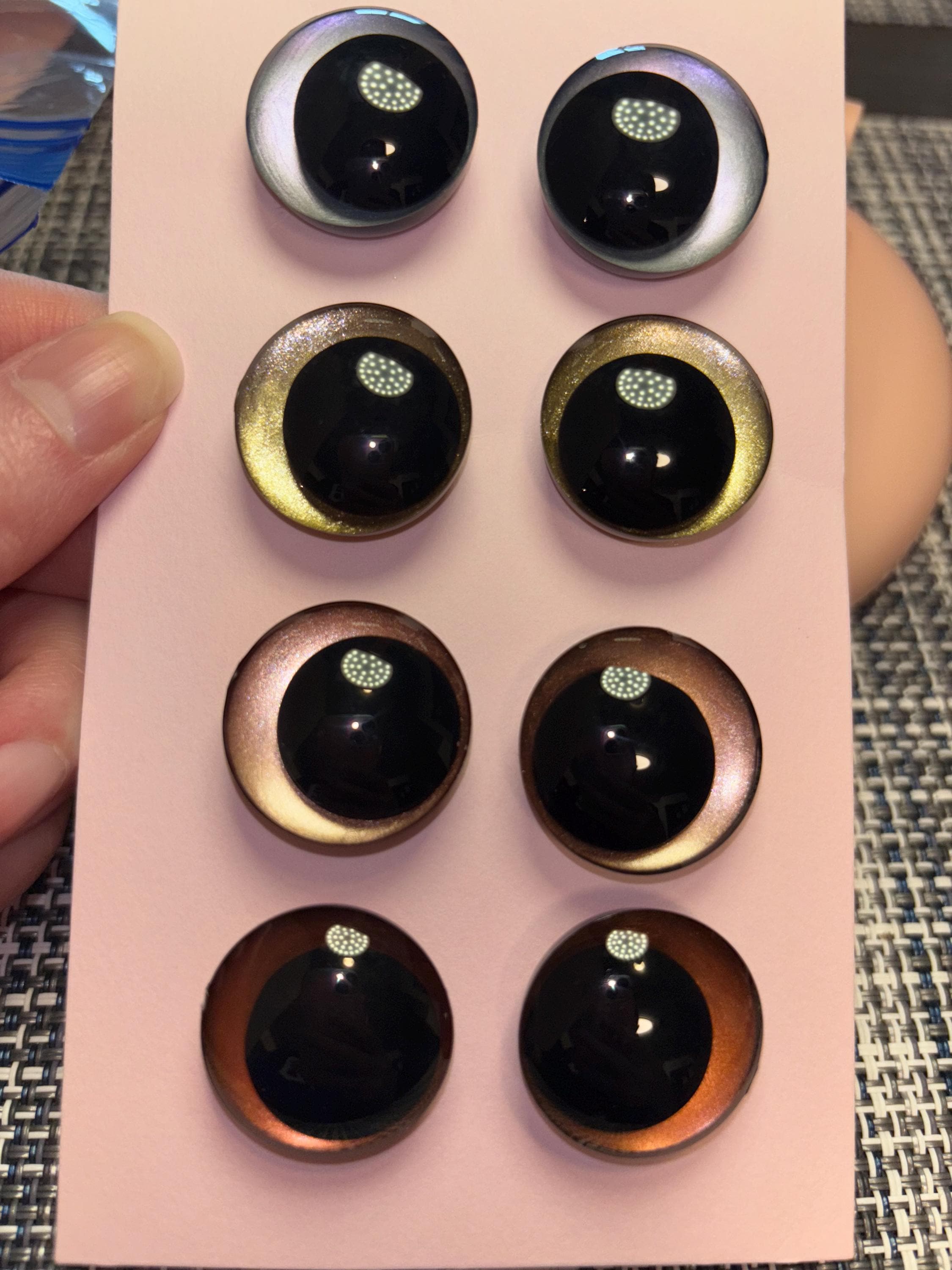 Hand Painted 18, 20 and 25 mm Safety Sinker Kawaii Eyes for Crochet Plushies and Amigurumi Metallics