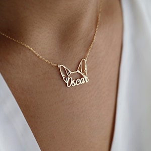 Personalized Pet Name Necklace, Custom Cat Dog Necklace for Pet Lovers, Stainless Steel Jewelry with Ears, Engraved Animal Lover Gift