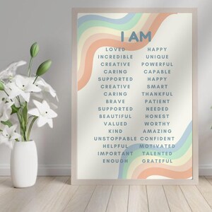 Positieve affirmatieposter, therapiebureaudecor, geestelijke gezondheid, kalmerende hoek, yogastudio, schoolpositiviteit dankbaar positief poster
