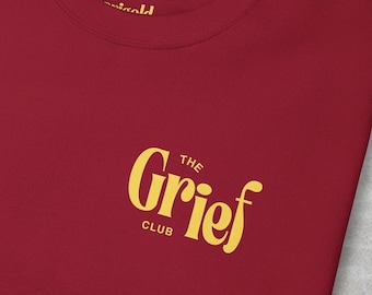 Sudadera personalizada de The Grief Club (En memoria de, alas de ángel, regalo de condolencia, cuello redondo cómodo, personalizada)