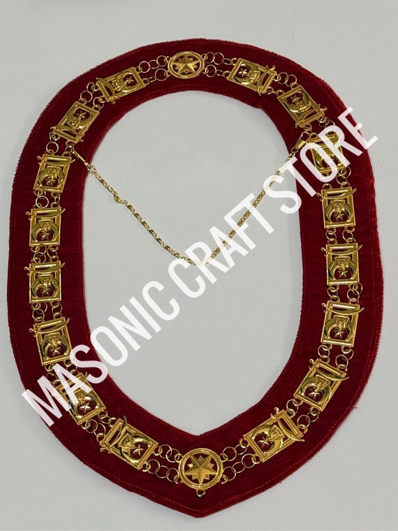 Buy Masonic Amaranth Chain Collar – Red Velvet & Gold Tone | Premium