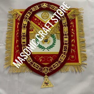 Masonic Royal Arch Apron & Chain Collar: Hand Embroidered Gold Bullion