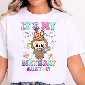 Custom Labubu Birthday Shirt, Personalized Labubu Birthday Gift, Custom Birthday Shirt, Cute Birthday T-Shirt
