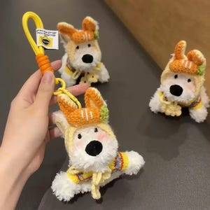 Cute Plush puppy keychain | Kawaii dog pendant | soft stuffed puppy charm accessory | Adorable Gift for lovers| cartoon bag decoration