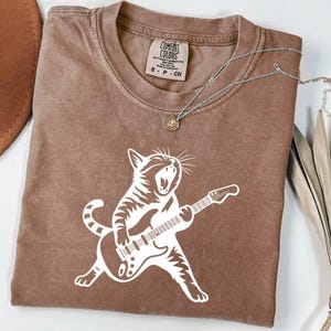 Rock Cat Playing Guitar T-Shirt, Funny Guitar Cat T-Shirt, Cat Lovers Shirt, Rock Lovers Gift, Perfect for Cat Lovers and Rock Lovers Shirt