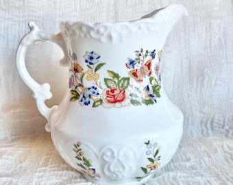 Vintage Aynsley Cottage Garden Pitcher | English Bone China Floral Jug | Collectible Porcelain Vase | Antique Tableware