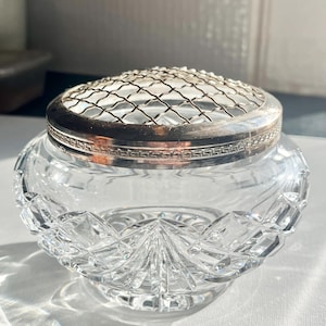 Vintage Edinburgh Crystal Rose Bowl with a silver plated flower frog