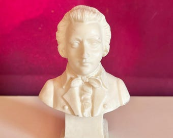 Vintage Mozart Miniature Bust Singed GR  | Small Classical Composer Statue | Miniature Classical Music Decor | Gift for Music Lovers