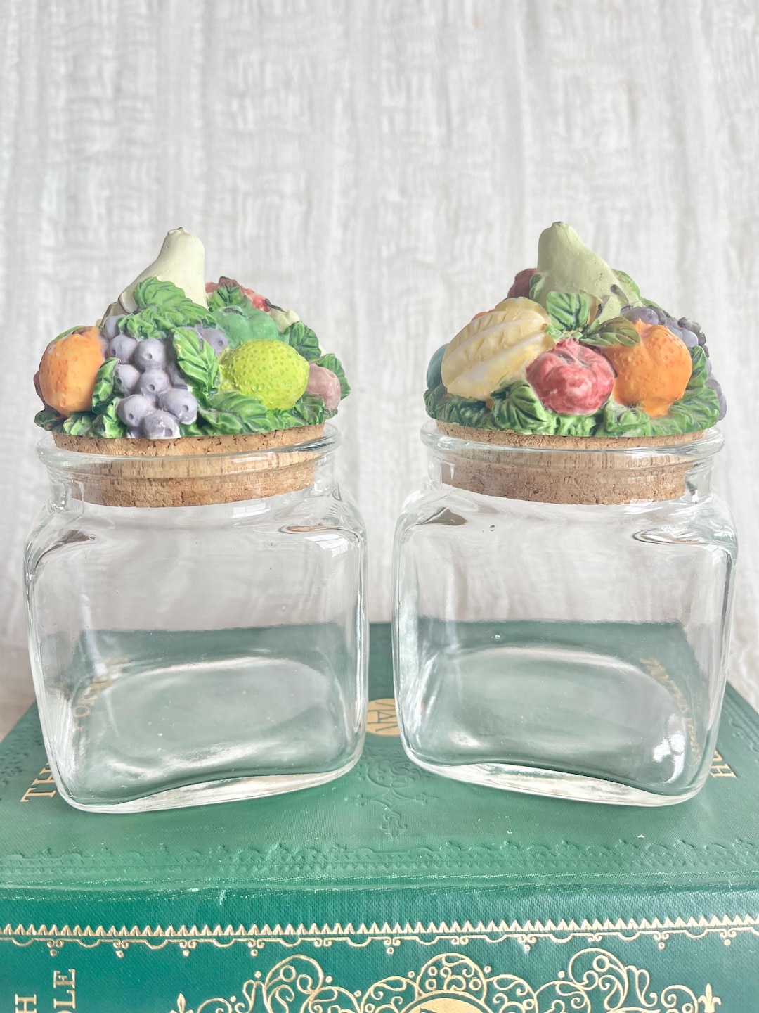Vintage Floral Lid Jars | Cottagecore Kitchen Decor | Collectible ...