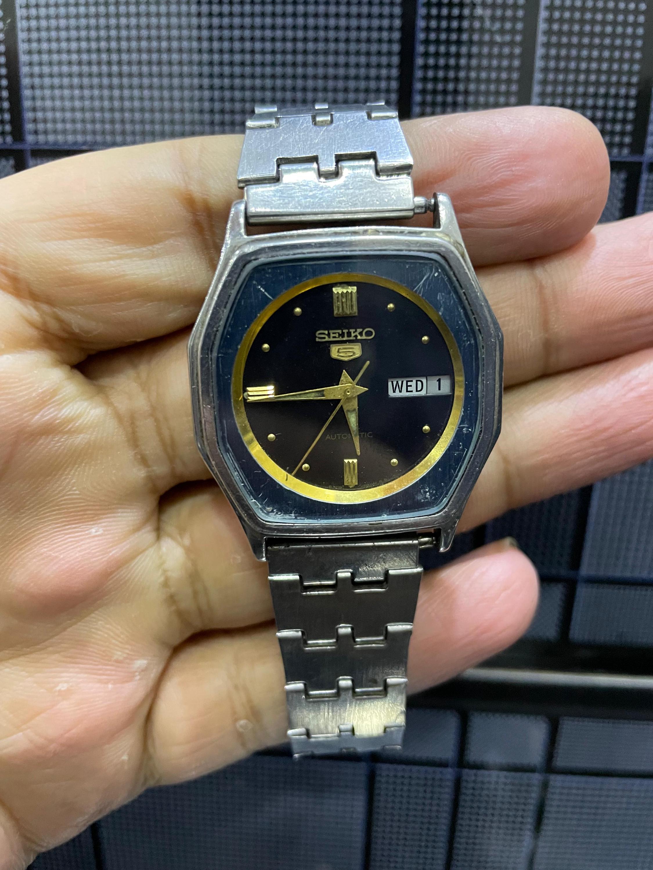 こっこ Seiko 5 Automatic 6309-583A Black Dial Men Wrist Watch, Rare