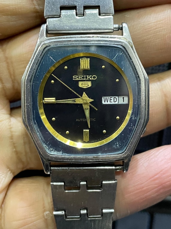 Seiko 5 Automatic 6309-583A Black Dial Men Wrist Watch, Rare