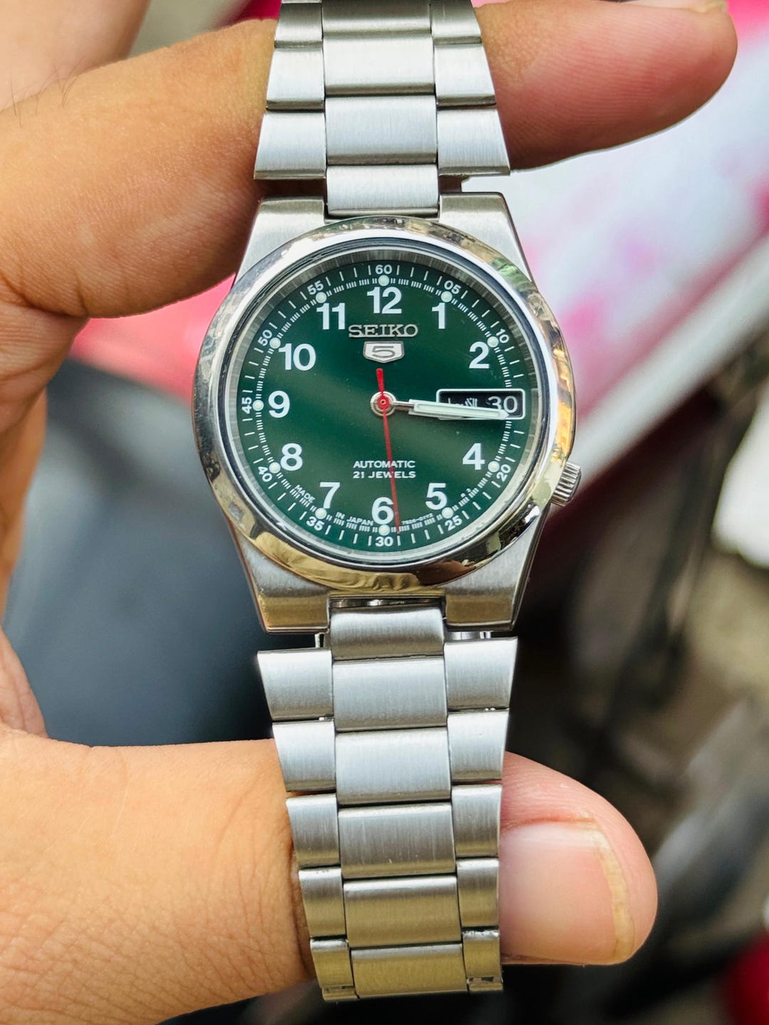 MOD 7s26 ターコイズグリーン Seiko 5 Automatic Men Green Dial 7S26 Japan Made Wrist Watch