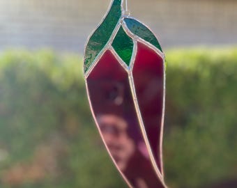 Chili Pepper Stained Glass | Handmade Southwestern Suncatcher | Kitchen Window Décor | Red Green Glass Art | Spicy Gift Idea
