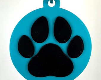 Dog Paw Print Keychain – Custom Color Bag Tag – Zipper Pull for Dog Bag – Dog Mom or Dog Lover Gift – Cute Pet Keyring KR-27-PawPrint-