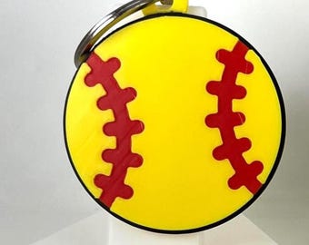 Softball Bag Tag | Softball Keychain | Sports Zipper Pull | Gift for Softball Fans & Players Sports Ball Bag Tag or Keychain KR-26-Softball