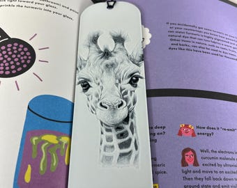 3D Textured Giraffe Bookmark for Kids - Black & White - Fun Animal Gift with Tassel BM-005-Giraffe
