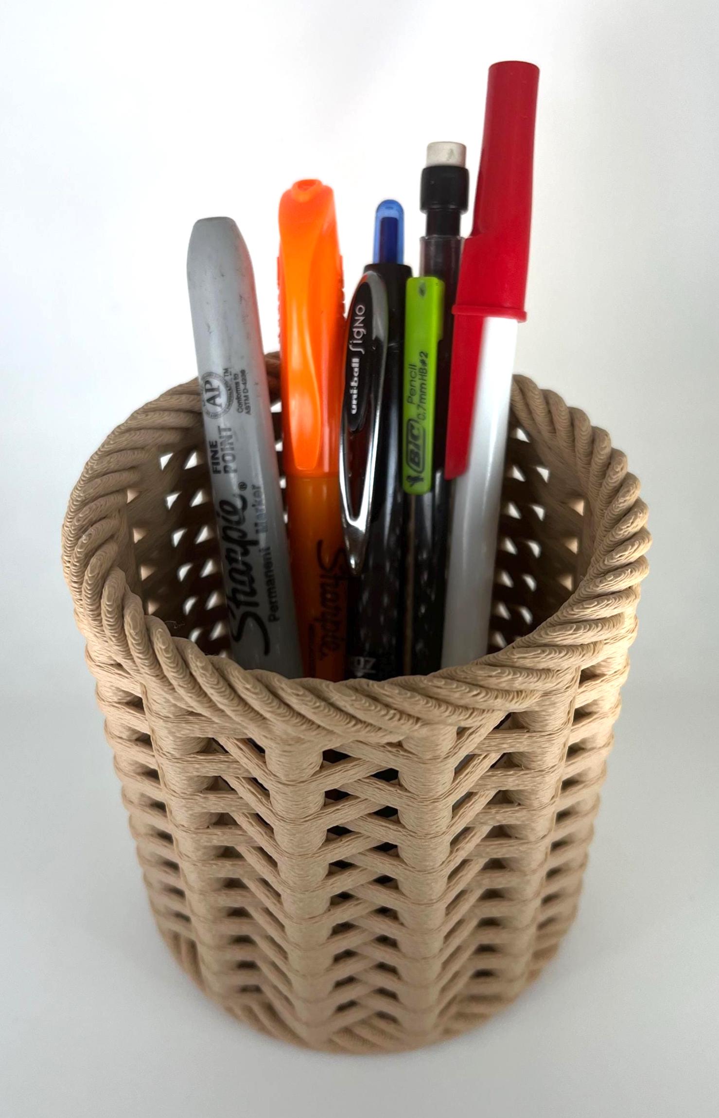 Rope Style Pencil Holder – 3D Printed Desk Organizer, Woven Look ...