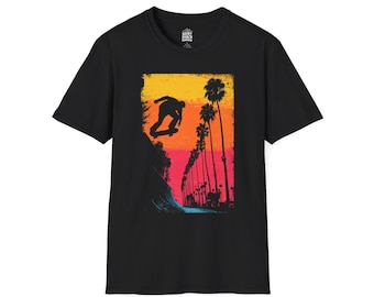 Sunset Strip Skate T Shirt California Skateboard Graphic Tee Retro LA Streetwear Unisex Skater Shirt Gift