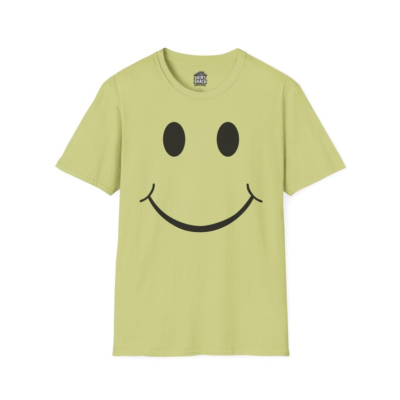 Smiley Face T Shirt Happy Graphic Tee Simple Minimal Shirt Feel Good Outfit Everyday Casual Tee Unisex Soft Cotton Shirt Gift Idea Pistachio