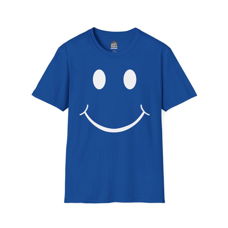 Smiley Face T Shirt Happy Graphic Tee Simple Minimal Shirt Feel Good Outfit Everyday Casual Tee Unisex Soft Cotton Shirt Gift Idea Royal