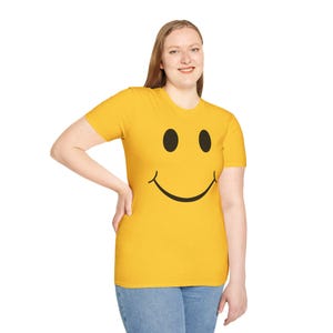 Smiley Face T Shirt Happy Graphic Tee Simple Minimal Shirt Feel Good Outfit Everyday Casual Tee Unisex Soft Cotton Shirt Gift Idea image 14