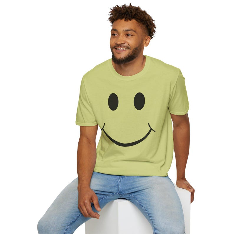 Smiley Face T Shirt Happy Graphic Tee Simple Minimal Shirt Feel Good Outfit Everyday Casual Tee Unisex Soft Cotton Shirt Gift Idea image 16