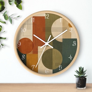 Mid Century Modern Wall Clock, Retro Geometric Clock