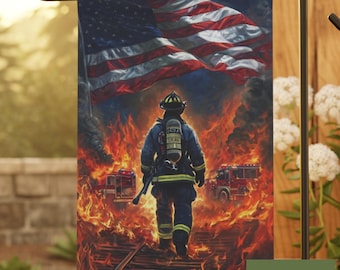 Bandera patriótica de bombero para jardín, decoración de jardín con bandera estadounidense de bombero