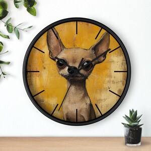Charming Chihuahua Wall Clock, Pet Lover Decor, Wall Art Gift, Animal Themed, Whimsical Style, Dog Lover Gift, Kitchen Clock