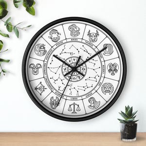 Astrology Wall Clock | Zodiac Signs Decor, Horoscope Gift, Celestial Timepiece, Astrology Lovers Decor, Unique Wall Art, Kitchen Clock