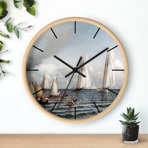 Reloj de pared de velero vintage, decoración náutica para el hogar