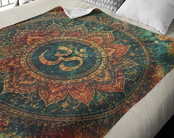 Mandala Samt Plüschdecke, Boho Heiliges Symbol Überwurf