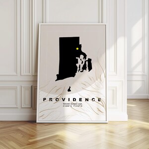 Download digital do mapa da cidade de Providence, impressão do mapa do estado de Rhode Island, arte de mapa de parede, decoração de arte de linha minimalista moderna, ideias para presentes de viagem pelo estado