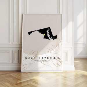 Washington D.C. Karte Digitaler Download, Washington D.C. Karte Drucken, Wand Karte Kunst modern, minimalistische Linie Kunst Dekor, Zustand Reise Geschenkideen