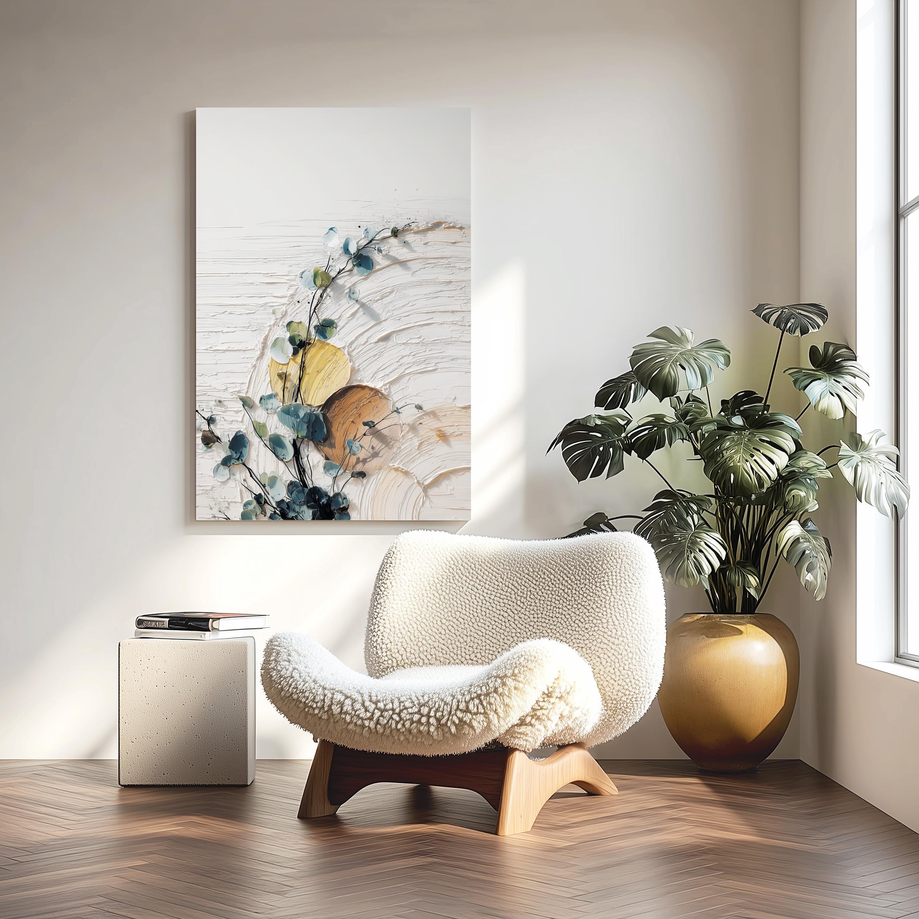 Earth Tone Botanical Painting Canvas Print: Modern Abstract Wall Art - Etsy