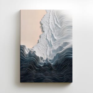 Abstract Coastal Canvas Print: 3D Ocean Wave Art, Modern Farmhouse Decor