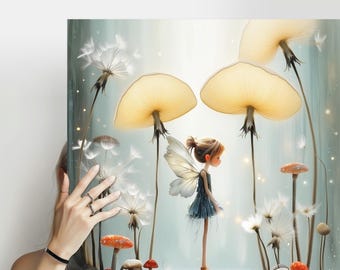 Fantasy Forest Storybook Painting Canvas Print: Woodland Kids Room Wall Art Gift