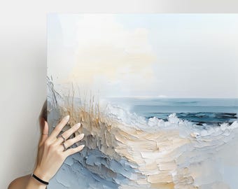Abstract Beach Painting Canvas Print: Minimal Coastal Seascape Wall Art