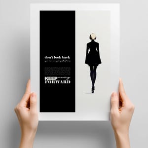 Inspirational Fashion Illustration Art Print: Don&#39;t Look Back Quote
