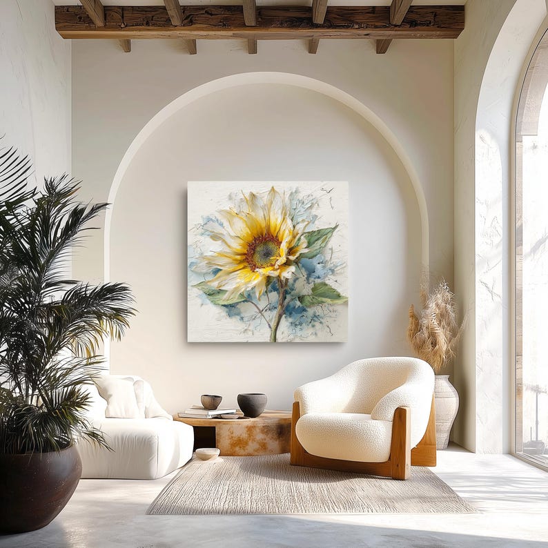 sunflower-painting-canvas-print-warm-yellow-flower-expressionist