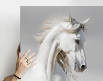 Elegant Equestrian Canvas Print: Calm Dreamy Modern Minimalist Horse Wall Art