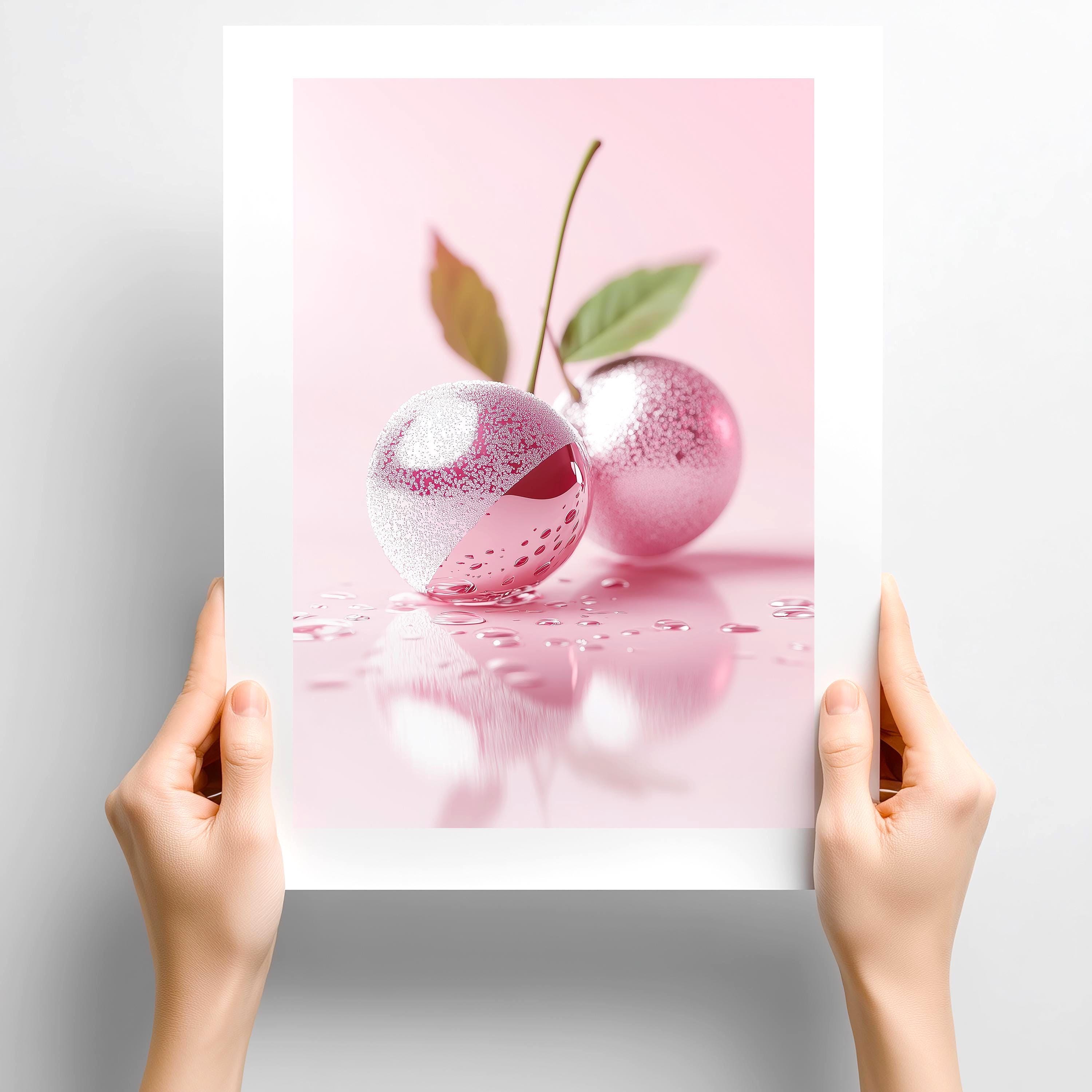 Pink Sparkle Cherry Poster Print: Y2K Pop Art, Dopamine Decor