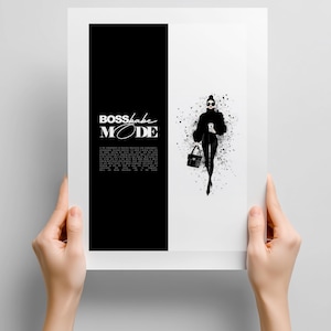Boss Babe Wall Art, Fashion Illustration Empowerment Poster, CEO Woman Print, Girl Boss Decor, Empowerment Quote Office Art, Gift for Her
