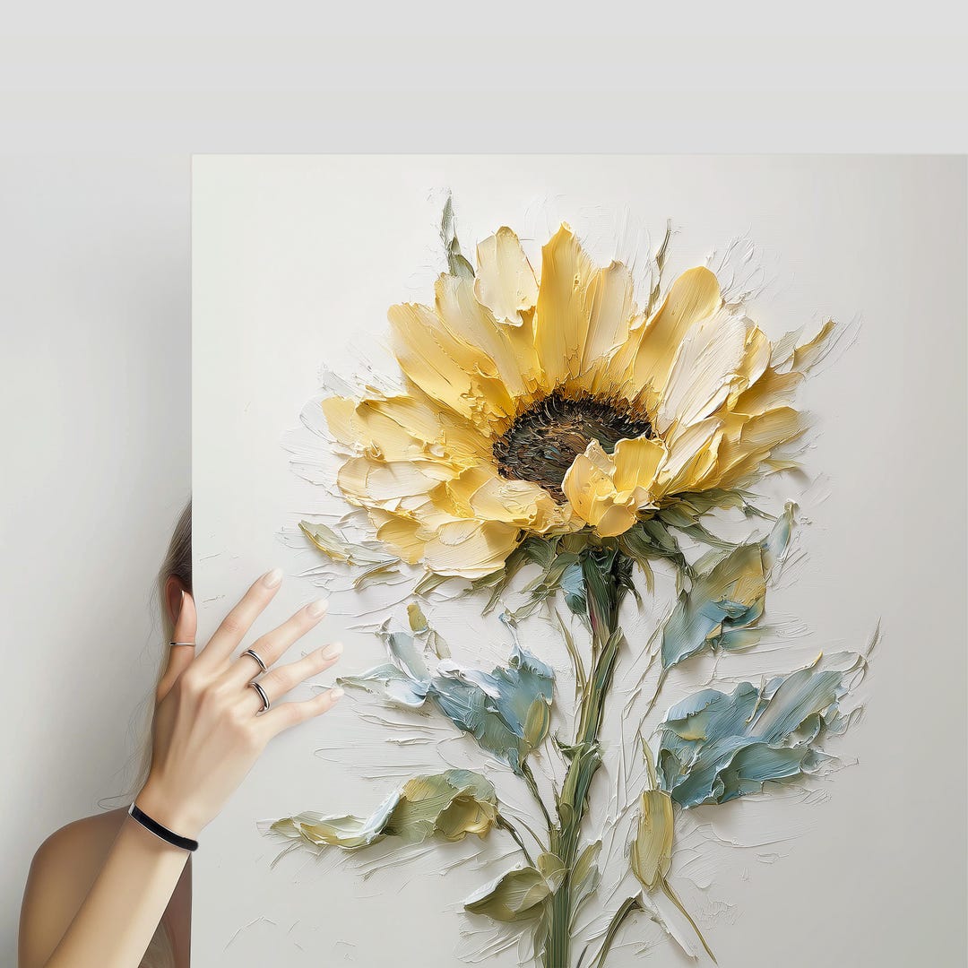 Sunflower Painting Canvas Print: Rustic Farmhouse Wall Art, Mother's ...