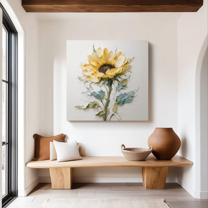 Sunflower Painting Canvas Print: Rustic Farmhouse Wall Art, Mother's ...