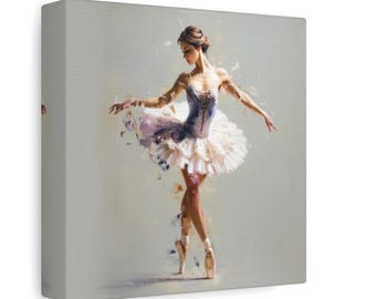 バレリーナ印象派絵画キャンバスプリント：ムーディーなバレエダンサー