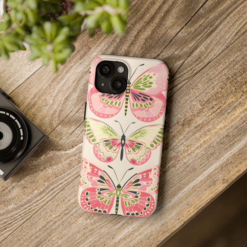 Funda para teléfono con diseño de mariposa rosa: resistente a impactos y de verano. imagen 10